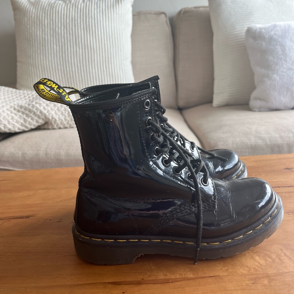 Dr. Martens Size 6 - Patent Leather Lace Up Boots